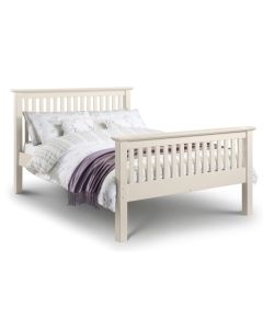 Barcelona Wooden High Foot End Single Bed In Stone White