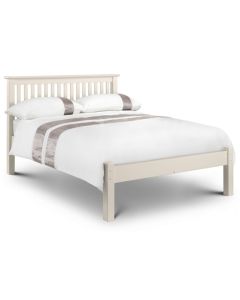 Barcelona Wooden Low Foot End Double Bed In Stone White