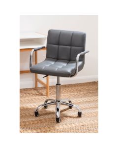 Batoya Faux Leather Home And Office Chair In Grey With Swivel Base