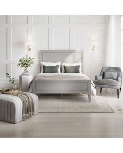 Bay Wooden King Size Bed In Cement Grey