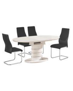 Bearwood Extending Wooden Dining Table In White High Gloss With 6 Chairs