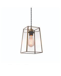 Beaumont Clear Glass Ceiling Pendant In Antique Brass