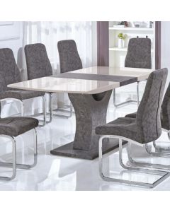 Belarus Extending Dining Table In Cream And Stone High Gloss