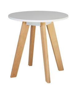 Belgium Round Wooden Lamp Table In White