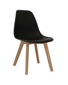 Belgium Set Of 4 Plastic Dining Chairs In Black With Solid Beech Legs