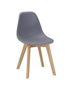 Belgium Set Of 4 Plastic Dining Chairs In Grey With Solid Beech Legs
