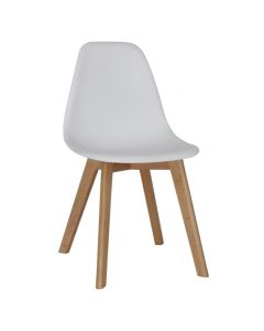 Belgium Set Of 4 Plastic Dining Chairs In White With Solid Beech Legs