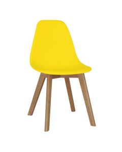 Belgium Set Of 4 Plastic Dining Chairs In Yellow With Solid Beech Legs