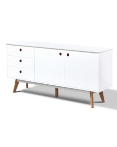 Belgium Wooden Sideboard White Matt Gloss With 2 Doors And 3 Drawers