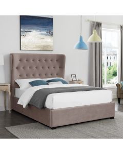 Belgravia Fabric Upholstered Double Bed In Cappuccino