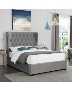 Belgravia Fabric Upholstered King Size Bed In Grey