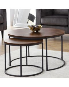 Bellini Round Wooden Nesting Coffee Table In Walnut