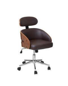 Bentwood Brown Faux Leather Home And Office Chair With Curved Back