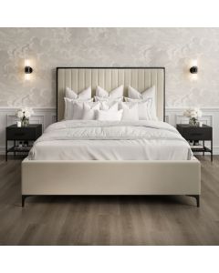 Berkeley Velvet Super King Size Bed In Cream And Matt Black