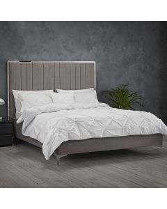 Berkeley Velvet Upholstered King Size Bed In Grey