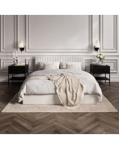 Berlin Ottoman Weave Fabric Super King Size Bed In Milk