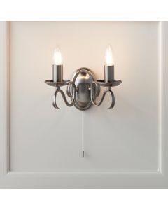 Bernice 2 Lights Wall Light In Antique Silver