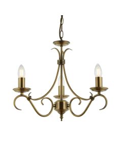 Bernice 3 Lights Ceiling Pendant Light In Antique Brass Effect