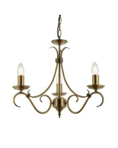 Bernice 3 Lights Ceiling Pendant Light In Antique Brass Effect