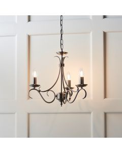Bernice 3 Lights Ceiling Pendant Light In Antique Silver Effect