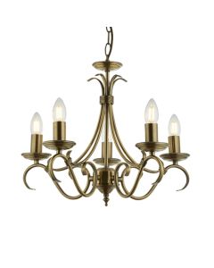 Bernice 5 Lights Ceiling Pendant Light In Antique Brass Effect