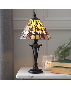 Bernwood Small Tiffany Glass Table Lamp In Dark Bronze