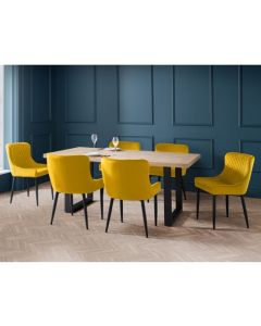 Berwick Wooden Dining Table In Oak With 6 Luxe Mustard Chairs