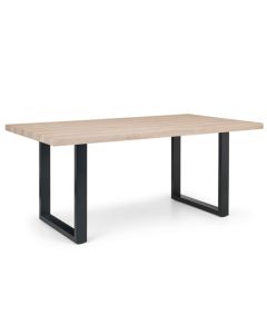 Berwick Wooden Rectangular Dining Table In Oak With Black Metal Legs