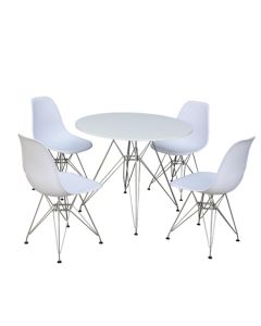 Bianca Round Wooden Dining Set In White High Gloss With 4 Chairs
