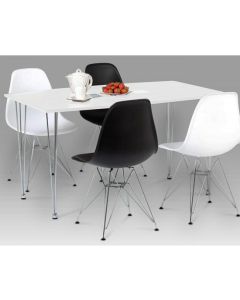 Bianca Wooden Dining Table In White High Gloss With Steel Chrome Legs