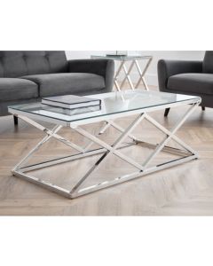 Biarritz Clear Glass Top Coffee Table With Chrome Legs