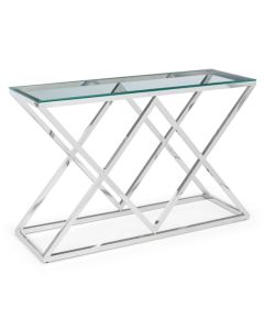 Biarritz Clear Glass Top Console Table With Chrome Legs