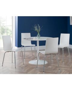 Blanco Round Wooden Dining Table In White With 4 Mandy Chairs