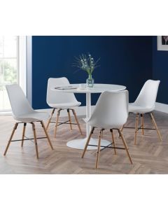 Blanco Wooden Dining Table In White With 4 Kari White Chairs