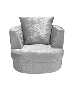 Bliss Large Crushed Velvet Swivel Chair In Silver