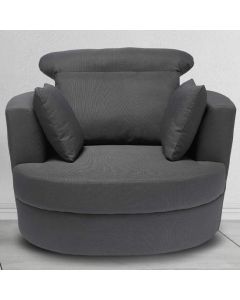 Bliss Large Linen Fabric Swivel Chair In Grey