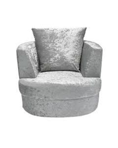 Bliss Small Crushed Velvet Swivel Chair In Silver