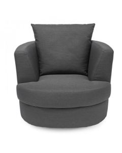 Bliss Small Linen Fabric Swivel Chair In Grey