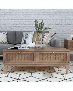 Bordeaux Wooden 2 Drawers Coffee Table In Oak