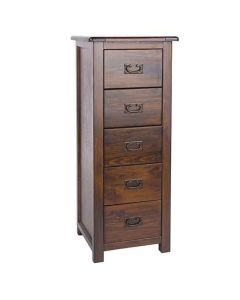Boston Narrow Wooden Chest Of Drawers With 5 Drawers In Dark