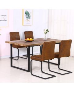 Boston Wooden Dining Table In Natural With Black Metal Legs