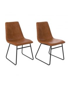Bowden Caramel Maple Faux Leather Upholstered Dining Chairs In Pair