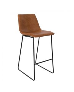 Bowden Faux Leather Molded Bar Stool In Caramel Maple