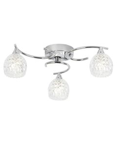 Boyer 3 Lights Clear Glass Semi Flush Ceiling Light In Chrome