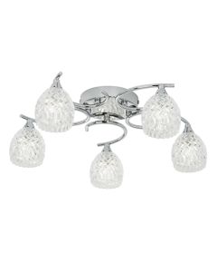 Boyer 5 Lights Clear Glass Semi Flush Ceiling Light In Chrome