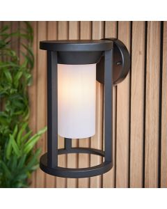 Braden White Polycarbonate Shade Wall Light In Textured Black