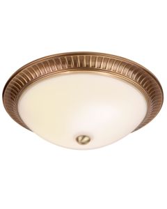 Brahm 2 Lights Frosted Glass Flush Ceiling Light In Antique Brass
