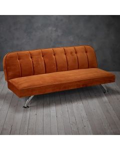 Brighton Velvet Upholstered Sofa Bed In Orange