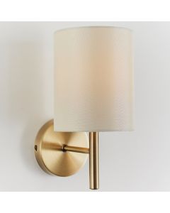 Brio Cream Fabric Wall Light In Antique Brass