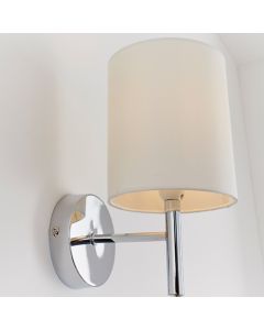 Brio Vintage White Fabric Wall Light In Chrome